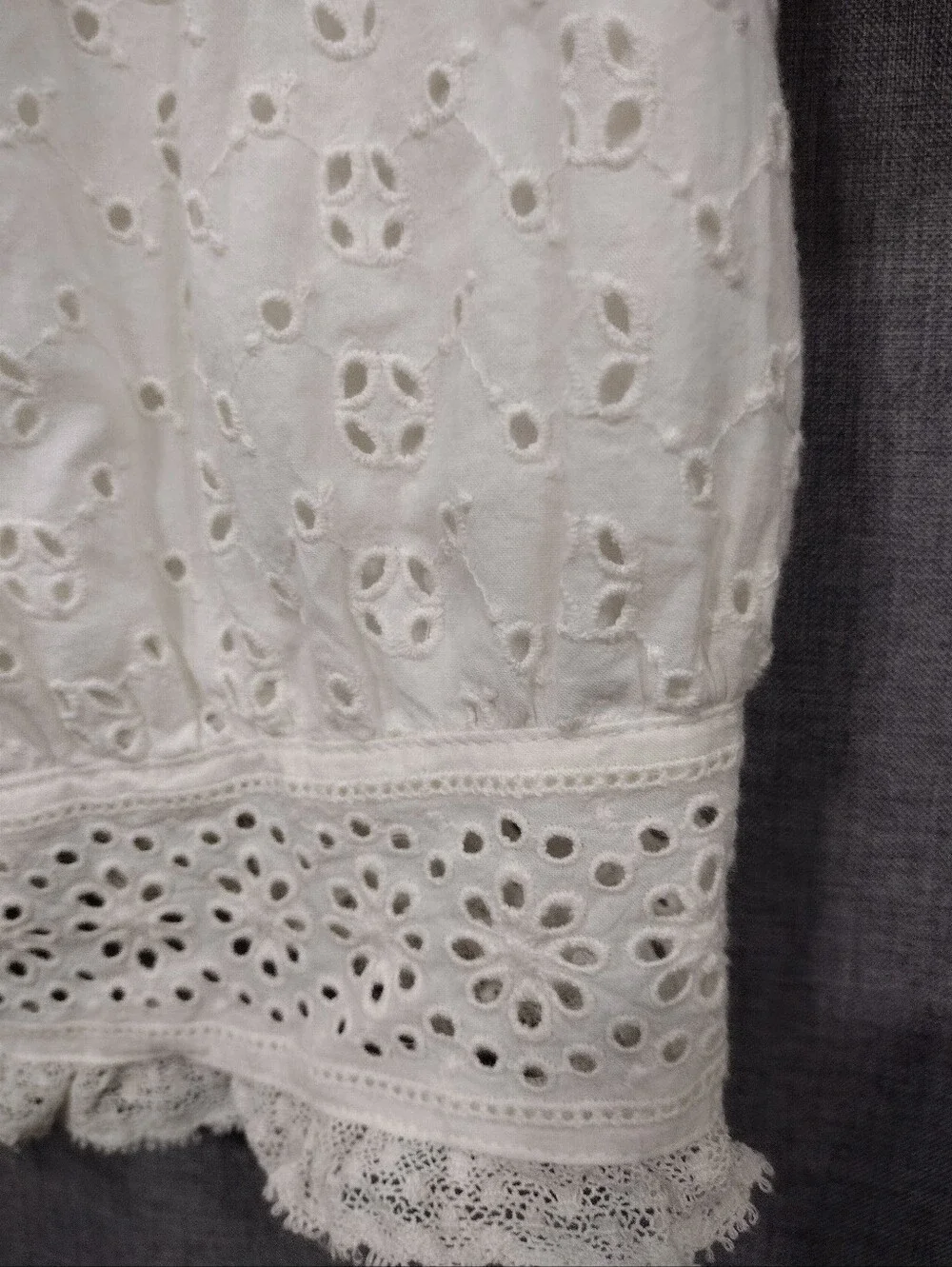 J. Crew Eyelet Short-Sleeve Button Front Top Womens White XXS Babydoll Fairy